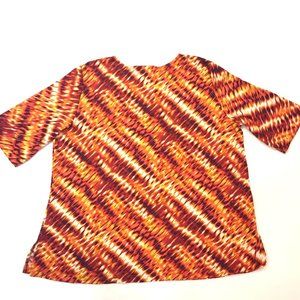 A Personal Touch ShirtPolyester 3/4 Sleeve Shirt Plus Womens 3 Red Orange Yellow